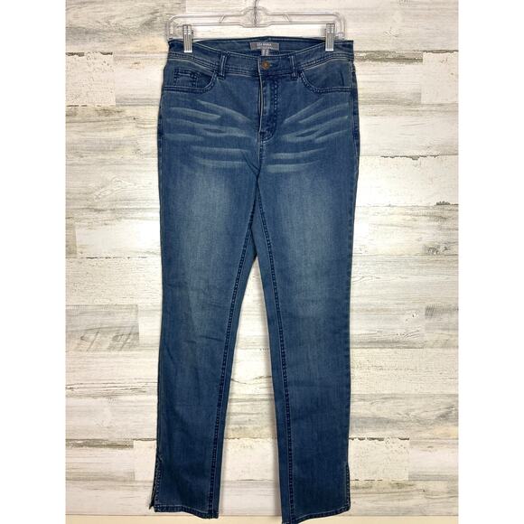 Lisa Rinna Women’s 4 Medium Wash Distressed Skinny Stretch Denim Jeans - Picture 1 of 5